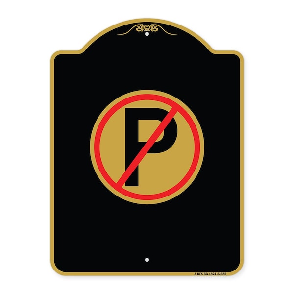 Signmission Designer Series Sign-No Parking, Black & Gold Aluminum Architectural Sign, 18" x 24", BG-1824-23655 A-DES-BG-1824-23655 - main